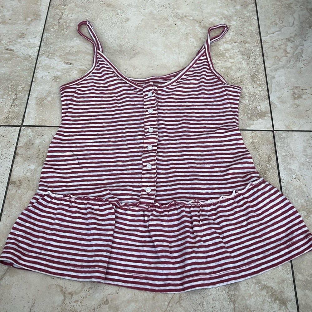Abercrombie cami pink red and white stripes cotton womens xxs